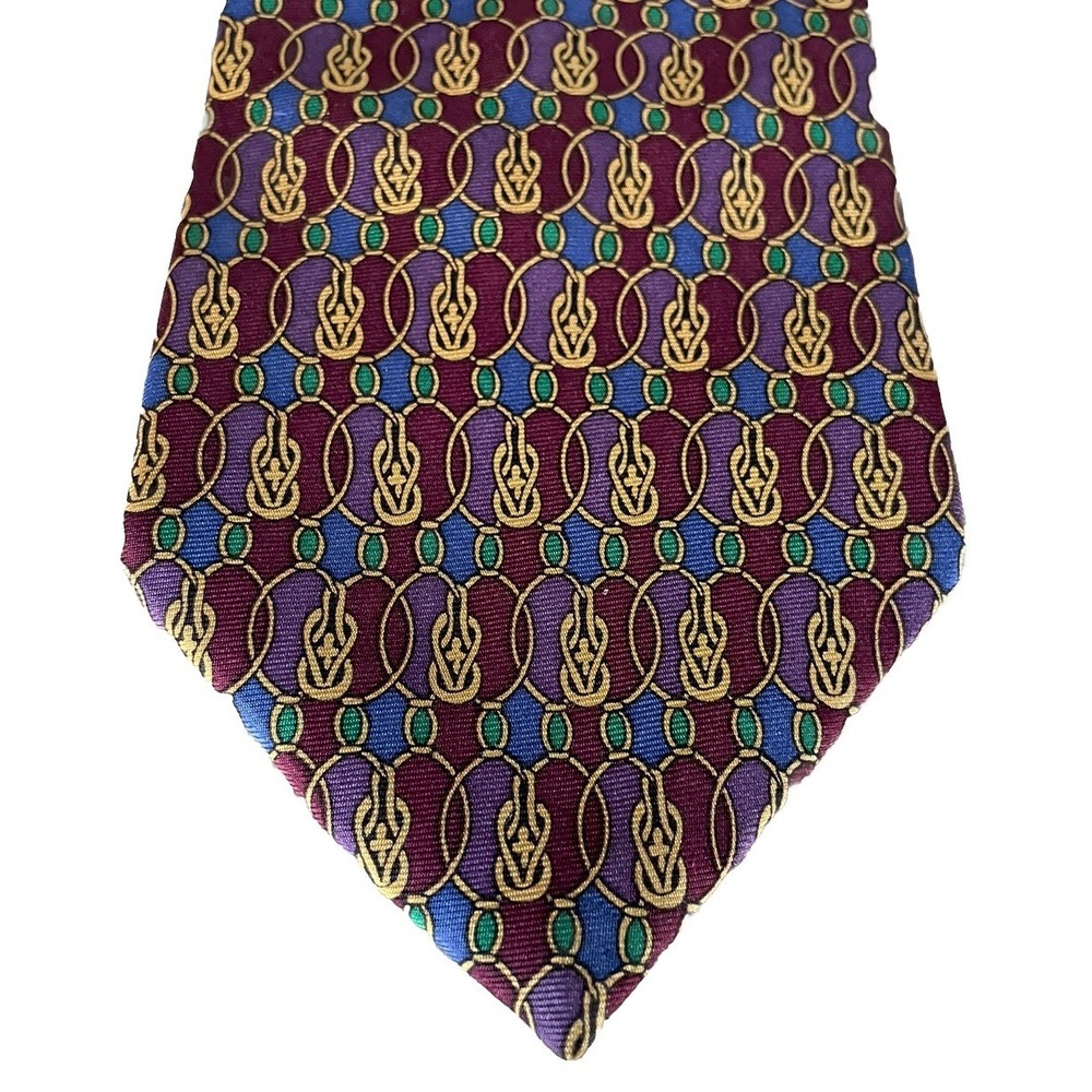 Christian Dior Monsieur 100% Silk Tie Geometric Print 3.75" -‎ 58" Long Made USA